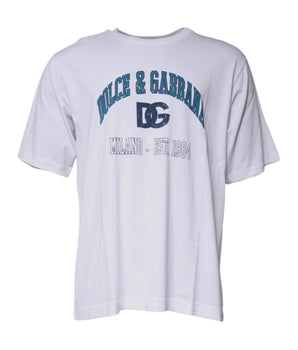Camiseta de cuello redondo de algodón DG Milano en color blanco de Dolce &amp; Gabbana