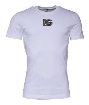 Dolce &amp; Gabbana White DG Logo Cotton Crew Neck T-shirt