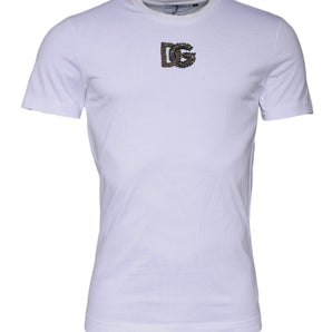 Dolce &amp; Gabbana White DG Logo Cotton Crew Neck T-shirt