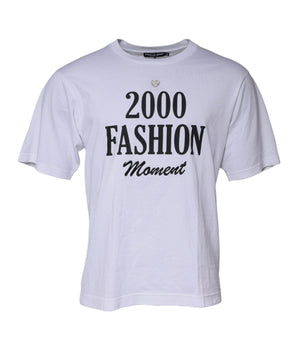 Dolce &amp; Gabbana Camiseta blanca con cuello redondo y estampado gráfico de algodón