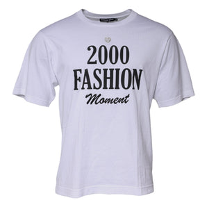 Dolce &amp; Gabbana White Graphic Print Cotton Crew Neck T-shirt