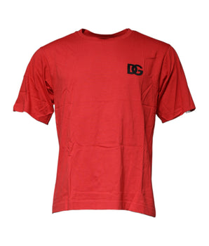 Dolce &amp; Gabbana Red DG Logo Cotton Crew Neck T-shirt