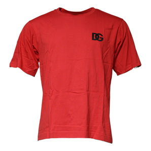 Dolce &amp; Gabbana Red DG Logo Cotton Crew Neck T-shirt