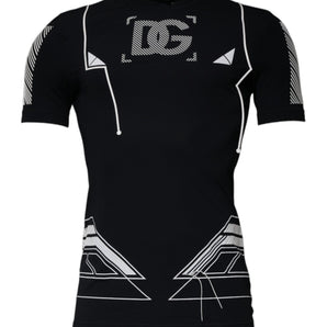 Dolce &amp; Gabbana Black Graphic Print Nylon Crew Neck T-shirt
