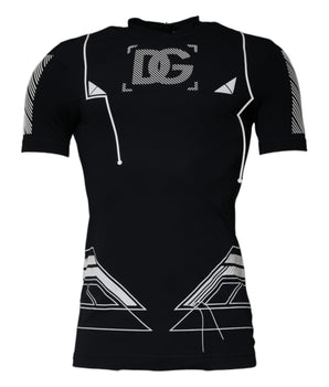 Dolce &amp; Gabbana Black Graphic Print Nylon Crew Neck T-shirt