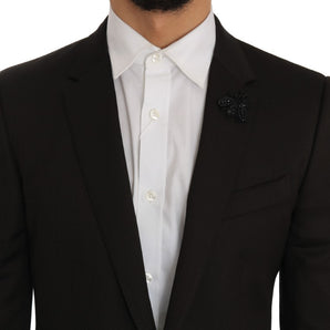 Dolce &amp; Gabbana Elegant Brown Jacquard Martini Suit