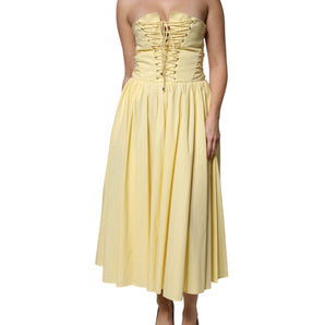 Philosophy Yellow Cotton Corset Midi Dress