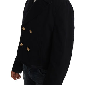 Dolce &amp; Gabbana Elegant Dark Blue Trench Coat Jacket