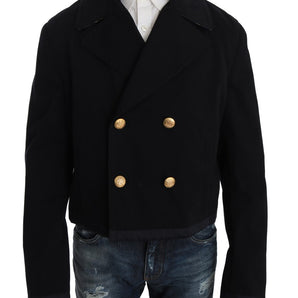 Dolce &amp; Gabbana Elegant Dark Blue Trench Coat Jacket