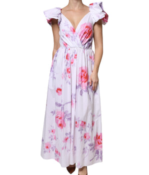 Vestido largo de algodón con estampado floral blanco Philosophy