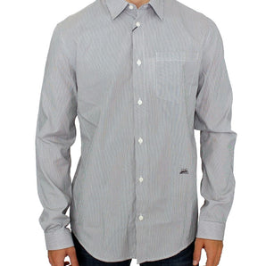 GF Ferre Chic Gray Striped Cotton Casual Shirt