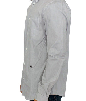 GF Ferre Chic Gray Striped Cotton Casual Shirt GF Ferre 