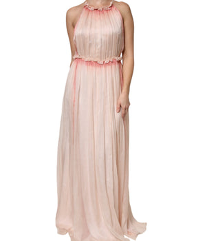 Alberta Ferretti Pink Sleeveless Pleated A-line Maxi Dress