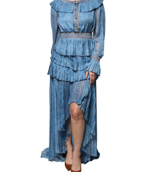 Philosophy Blue Layered Long Sleeve Dress