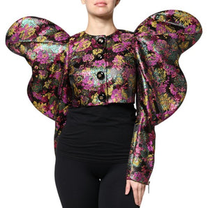 Dolce &amp; Gabbana Multicolor Floral Jacquard Cropped Jacket
