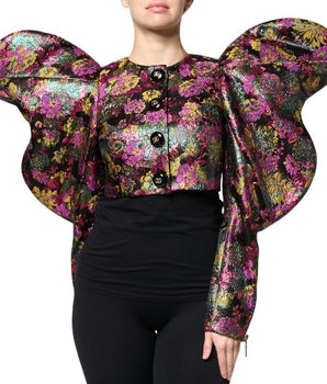 Dolce &amp; Gabbana Multicolor Floral Jacquard Cropped Jacket