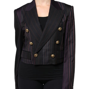 Dolce &amp; Gabbana Multicolor Stripes Wool Cropped Blazer Coat Jacket