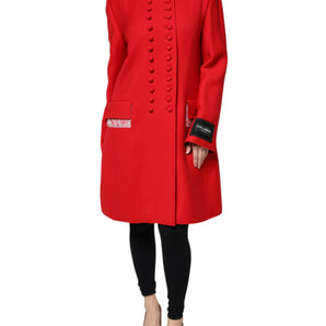 Chaqueta gabardina de mujer de lana jacquard roja de Dolce &amp; Gabbana
