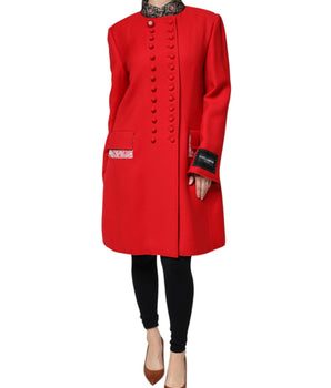 Chaqueta gabardina de mujer de lana jacquard roja de Dolce &amp; Gabbana