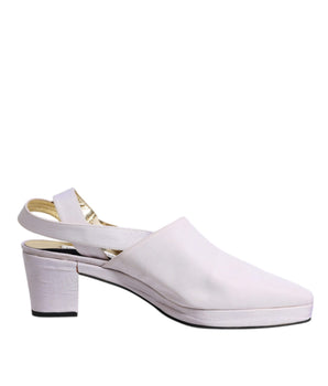 Dolce &amp; Gabbana Off White Block Heel Slingback Sandals Shoes