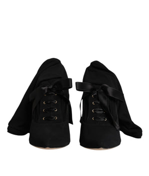 Dolce &amp; Gabbana Black Stiletto Heels Mid Calf Boots Shoes