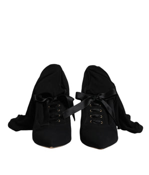 Dolce &amp; Gabbana Black Stiletto Heels Mid Calf Boots Shoes