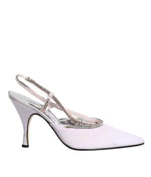 Dolce &amp; Gabbana White Strass Crystal Slingbacks Pumps Shoes