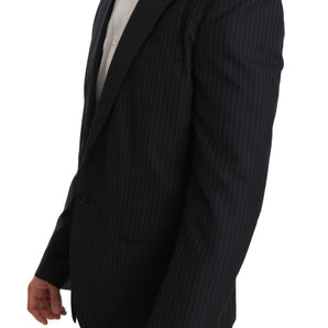 Dolce &amp; Gabbana Elegant Slim Fit Striped Wool Silk Blazer