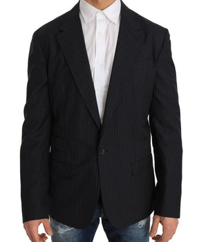 Dolce & Gabbana Elegant Slim Fit Striped Wool Silk Blazer Dolce & Gabbana 