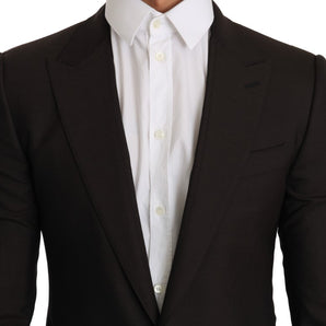 Dolce &amp; Gabbana Sleek Slim Brown Virgin Wool Blazer Jacket