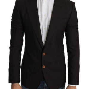 Dolce & Gabbana Sleek Slim Brown Virgin Wool Blazer Jacket