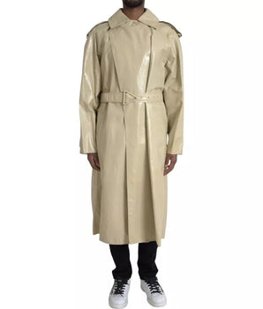 Bottega Veneta Beige Lambskin Leather Trench Jacket