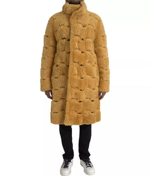 Bottega Veneta Yellow Wool Long Teddy Coat Jacket