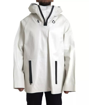 Bottega Veneta Men's White Leather Waterproof Blouson Jacket