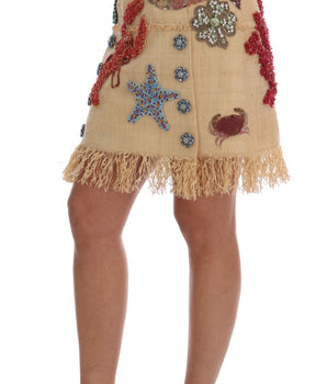 Dolce &amp; Gabbana High-Waist Crystal-Embellished Skirt