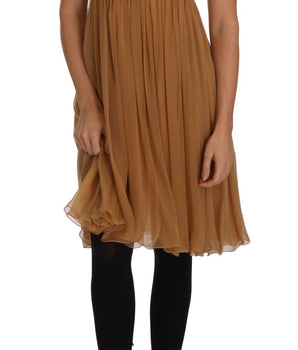 Dolce &amp; Gabbana Exquisite Gold Silk A-line Dress