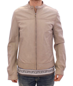 Dolce & Gabbana Elegant Beige Leather Lambskin Jacket Dolce & Gabbana 