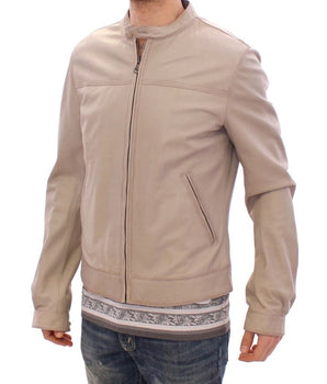 Dolce & Gabbana Elegant Beige Leather Lambskin Jacket Dolce & Gabbana 