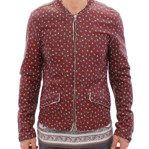 Dolce &amp; Gabbana Exclusive Boxer Print Bordeaux Leather Jacket