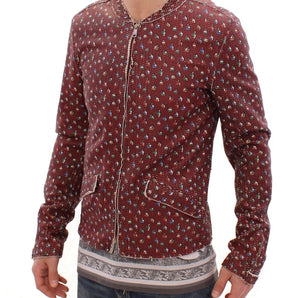 Dolce &amp; Gabbana Exclusive Boxer Print Bordeaux Leather Jacket