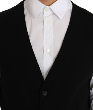 Dolce & Gabbana Sleek Black Cotton Formal Vest Dolce & Gabbana 