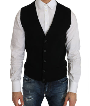 Dolce & Gabbana Sleek Black Cotton Formal Vest Dolce & Gabbana 