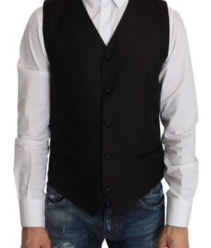 Dolce & Gabbana Elegant Black Silk Blend Formal Vest Dolce & Gabbana 
