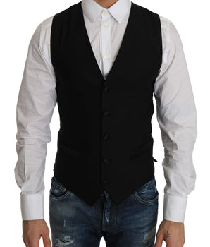 Dolce & Gabbana Sleek Black Wool Blend Formal Vest Dolce & Gabbana 