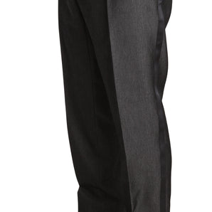 Dolce &amp; Gabbana Elegant Patterned Gray Wool Blend Trousers