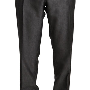 Dolce &amp; Gabbana Elegant Patterned Gray Wool Blend Trousers