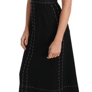 Dolce & Gabbana Elegant Black Sheath Wool Dress