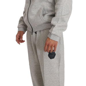 Billionaire Italian Couture Gray Cotton Sweater Pants Tracksuit Set