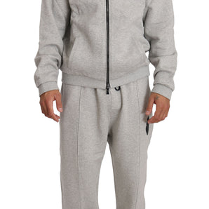 Billionaire Italian Couture Gray Cotton Sweater Pants Tracksuit Set