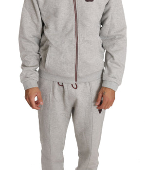 Billionaire Italian Couture Elegant Gray Hooded Sweatsuit Ensemble Billionaire Italian Couture 